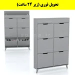 جاکفشی داشبوردی باریک باکس دار شش درب النا – طول 100 (تحویل فوری) طوسی