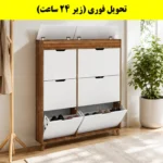 جاکفشی داشبوردی باریک باکس دار شش درب النا – طول 125 (تحویل فوری) سفید گردویی