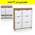جاکفشی داشبوردی باریک باکس دار شش درب النا – طول 125 (تحویل فوری) سفید گردویی