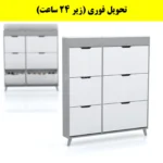 جاکفشی داشبوردی باریک باکس دار شش درب النا – طول 125 (تحویل فوری) سفید طوسی