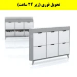 جاکفشی داشبوردی باریک باکس دار شش درب النا – طول 150 (تحویل فوری) سفید طوسی