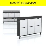 جاکفشی داشبوردی باریک باکس دار شش درب النا – طول 150 (تحویل فوری) سفید نوک مدادی