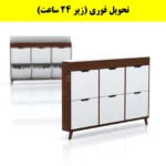 جاکفشی داشبوردی باریک باکس دار شش درب النا – طول 150 (تحویل فوری) سفید فندوقی