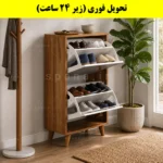 جاکفشی داشبوردی دو درب دستگیره چوبی – طول 50 (تحویل فوری) سفید گردویی