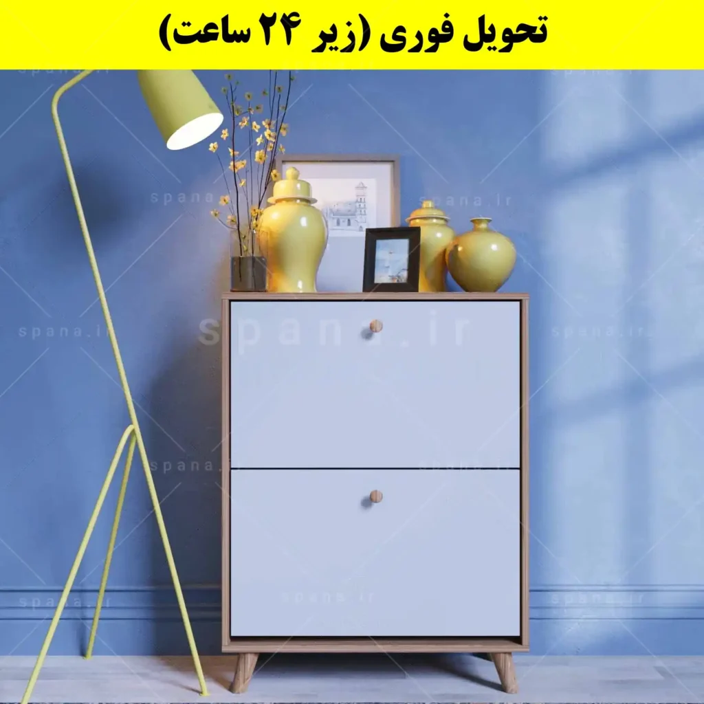 جاکفشی داشبوردی دو درب دستگیره چوبی – طول 70 (تحویل فوری) سفید گردویی