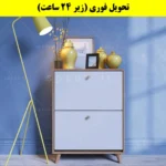 جاکفشی داشبوردی دو درب دستگیره چوبی – طول 70 (تحویل فوری) سفید گردویی