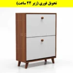 جاکفشی داشبوردی دو درب دستگیره چوبی – طول 70 (تحویل فوری) سفید فندوقی