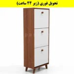 جاکفشی داشبوردی سه درب دستگیره چوبی – طول 50 (تحویل فوری) سفید فندوقی
