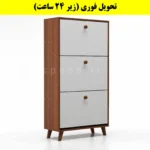 جاکفشی داشبوردی سه درب دستگیره چوبی – طول 70 (تحویل فوری) سفید فندوقی