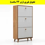 جاکفشی داشبوردی سه درب دستگیره چوبی – طول 70 (تحویل فوری) سفید گردویی