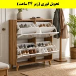 جاکفشی داشبوردی چهار درب دستگیره چوبی – طول 100 (تحویل فوری) سفید گردویی