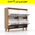 جاکفشی داشبوردی چهار درب دستگیره چوبی – طول 100 (تحویل فوری) سفید گردویی