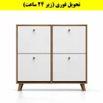 جاکفشی داشبوردی چهار درب دستگیره چوبی – طول 100 (تحویل فوری) سفید گردویی