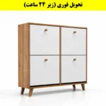 جاکفشی داشبوردی چهار درب دستگیره چوبی – طول 100 (تحویل فوری) سفید گردویی