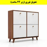 جاکفشی داشبوردی چهار درب دستگیره چوبی – طول 100 (تحویل فوری) سفید فندوقی