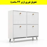 جاکفشی داشبوردی چهار درب دستگیره چوبی – طول 100 (تحویل فوری) سفید