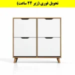 جاکفشی داشبوردی چهار درب النا – طول 100 (تحویل فوری) سفید گردویی