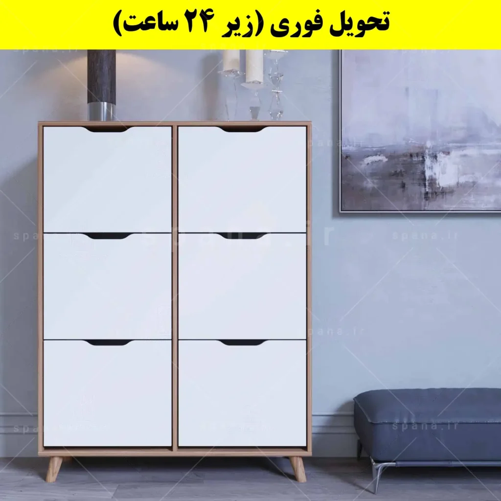 جاکفشی داشبوردی شش درب النا – طول 100 (تحویل فوری) سفید گردویی