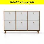 جاکفشی داشبوردی شش درب دستگیره چوبی – طول 150 (تحویل فوری) سفید گردویی