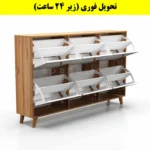 جاکفشی داشبوردی شش درب دستگیره چوبی – طول 150 (تحویل فوری) سفید گردویی