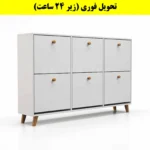 جاکفشی داشبوردی شش درب دستگیره چوبی – طول 150 (تحویل فوری) سفید