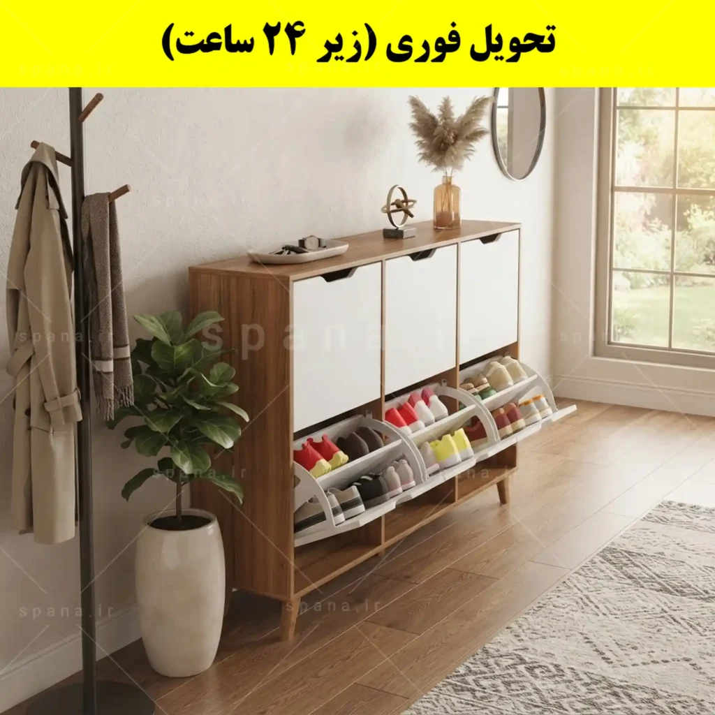 جاکفشی داشبوردی شش درب النا – طول 150 (تحویل فوری) سفید گردویی