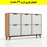 جاکفشی داشبوردی شش درب النا – طول 150 (تحویل فوری) سفید گردویی