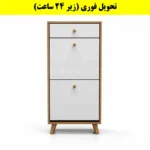 جاکفشی داشبوردی دو درب کشودار دستگیره چوبی – طول 50 (تحویل فوری) سفید گردویی