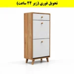 جاکفشی داشبوردی دو درب کشودار دستگیره چوبی – طول 50 (تحویل فوری) سفید گردویی