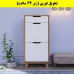 جاکفشی داشبوردی دو درب کشودار النا – طول 50 (تحویل فوری) سفید گردویی