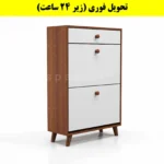 جاکفشی داشبوردی دو درب کشودار دستگیره چوبی – طول 70 (تحویل فوری) سفید فندوقی
