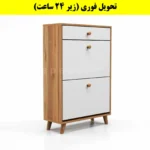 جاکفشی داشبوردی دو درب کشودار دستگیره چوبی – طول 70 (تحویل فوری) سفید گردویی