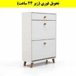 جاکفشی داشبوردی دو درب کشودار دستگیره چوبی – طول 70 (تحویل فوری) سفید