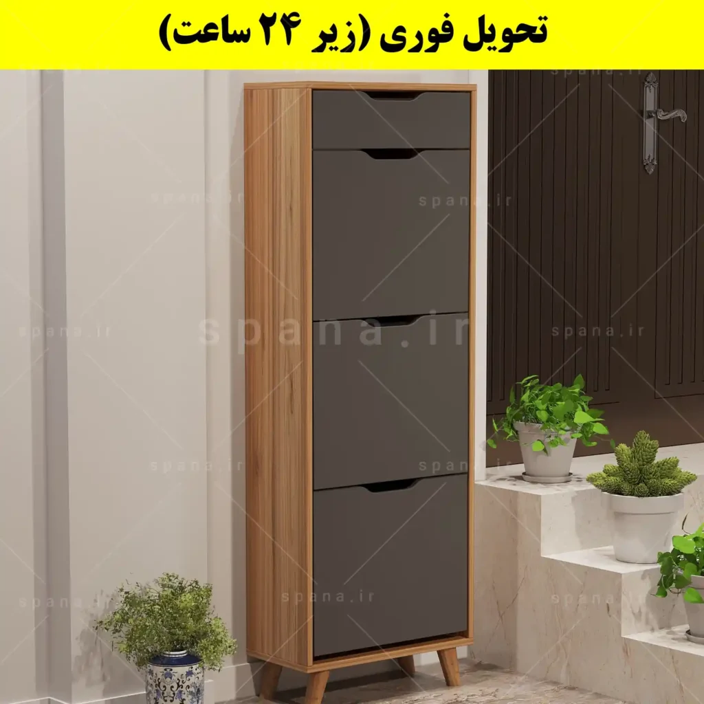 جاکفشی داشبوردی سه درب کشودار النا – طول 50 (تحویل فوری) نوک مدادی گردویی