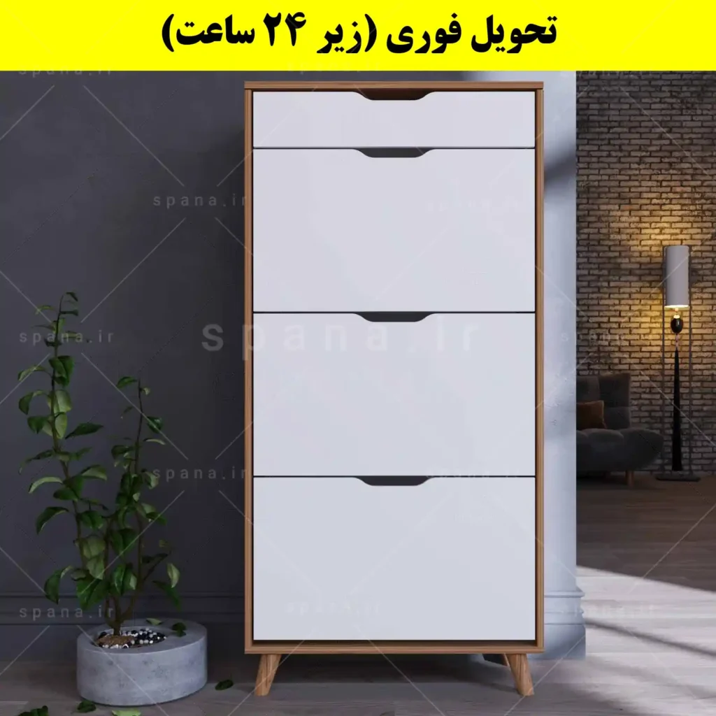 جاکفشی داشبوردی سه درب کشودار النا – طول 70 (تحویل فوری) سفید گردویی