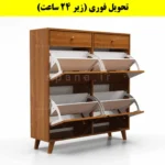 جاکفشی داشبوردی چهار درب کشودار دستگیره چوبی – طول 100 (تحویل فوری) گردویی