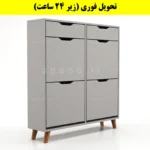 جاکفشی داشبوردی چهار درب کشودار النا – طول 100 (تحویل فوری) طوسی