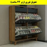 جاکفشی داشبوردی چهار درب کشودار النا – طول 100 (تحویل فوری) نوک مدادی گردویی