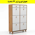 جاکفشی داشبوردی شش درب کشودار دستگیره چوبی – طول 100 (تحویل فوری) سفید گردویی