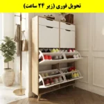 جاکفشی داشبوردی شش درب کشودار النا – طول 100 (تحویل فوری) سفید گردویی