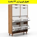 جاکفشی داشبوردی شش درب کشودار النا – طول 100 (تحویل فوری) سفید گردویی