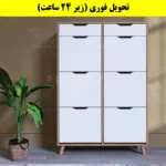 جاکفشی داشبوردی شش درب کشودار النا – طول 100 (تحویل فوری) سفید گردویی