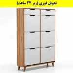 جاکفشی داشبوردی شش درب کشودار النا – طول 100 (تحویل فوری) سفید گردویی