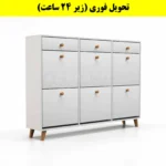جاکفشی داشبوردی شش درب کشودار دستگیره چوبی – طول 150 (تحویل فوری) سفید