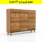 جاکفشی داشبوردی شش درب کشودار دستگیره چوبی – طول 150 (تحویل فوری) گردویی