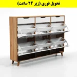 جاکفشی داشبوردی شش درب کشودار النا – طول 150 (تحویل فوری) سفید گردویی