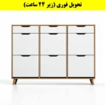 جاکفشی داشبوردی شش درب کشودار النا – طول 150 (تحویل فوری) سفید گردویی
