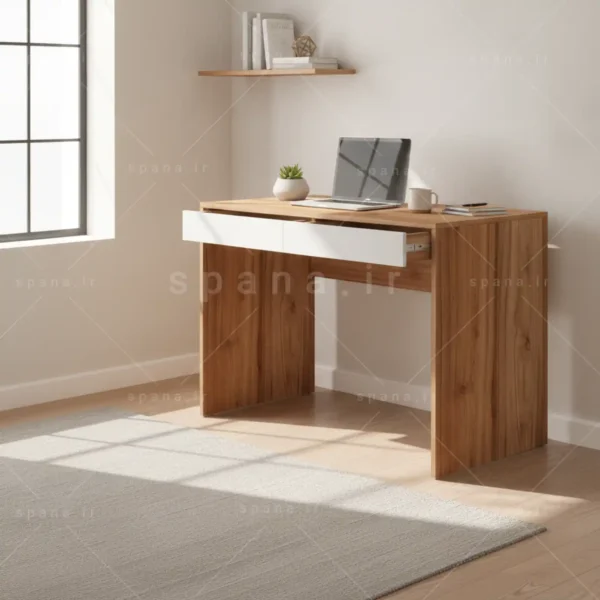 میز تحریر بهار 100 سفید گردویی