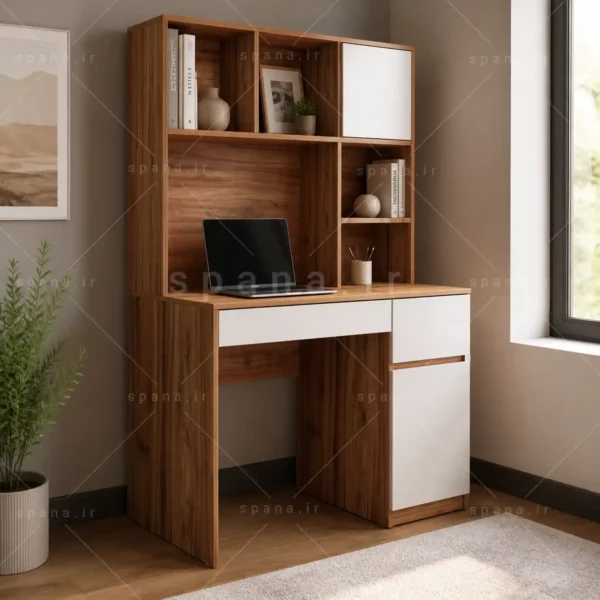 میز تحریر بهار 106 سفید گردویی