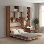 تخت تاشو عمودی دو نفره طول 250 کد 104 سفید گردویی